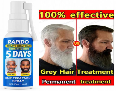 Rapido 5 DAYS Gray Hair Treatment Spray Gray Beards To Black Beard Growth – Restores Natural Black Hair From The Root-30ml